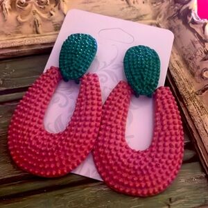 Vintage green and pink earrings